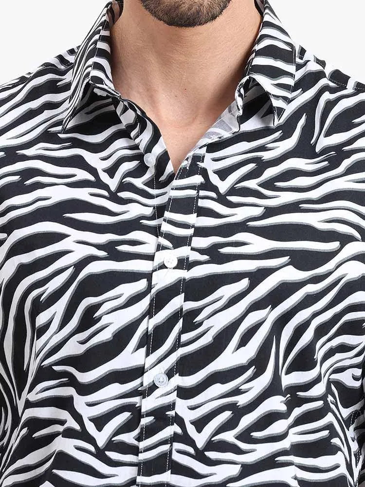 Zebra Print Half Sleeve Shirt