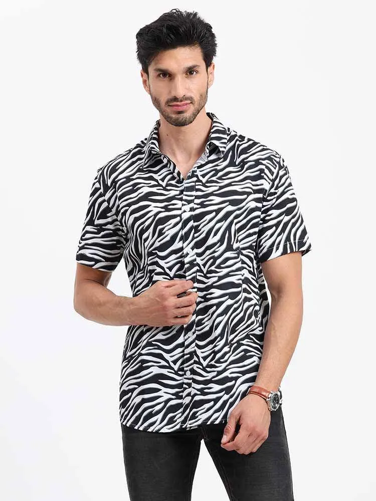 Zebra Print Half Sleeve Shirt