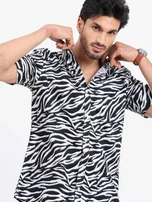 Zebra Print Half Sleeve Shirt